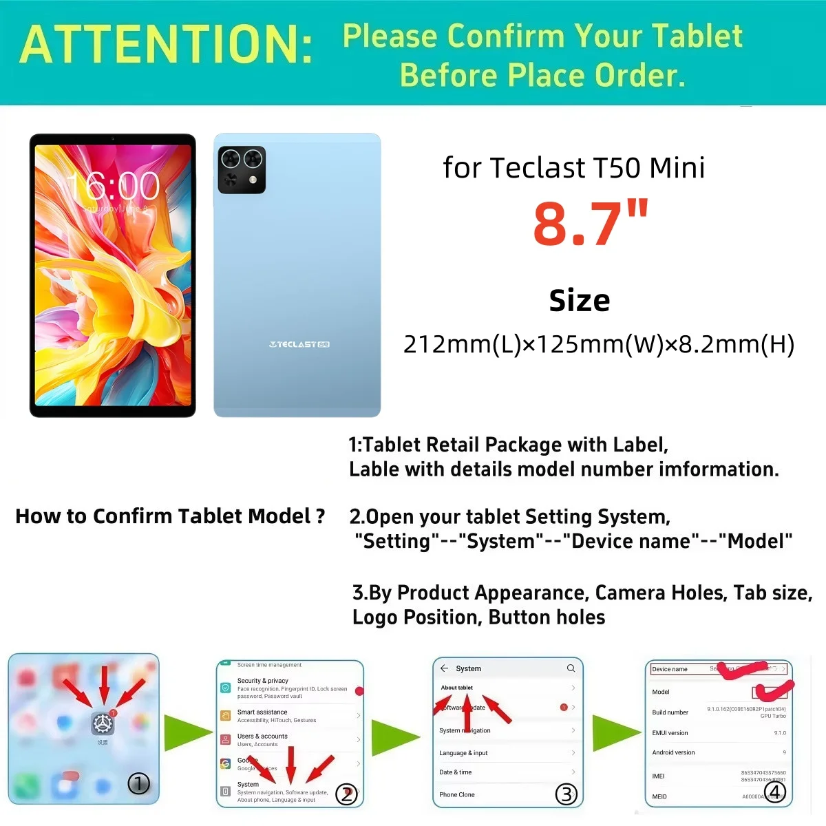 8.7 Inch Tablet Shockproof Silicone Protective Case with Multi-Angle Stand