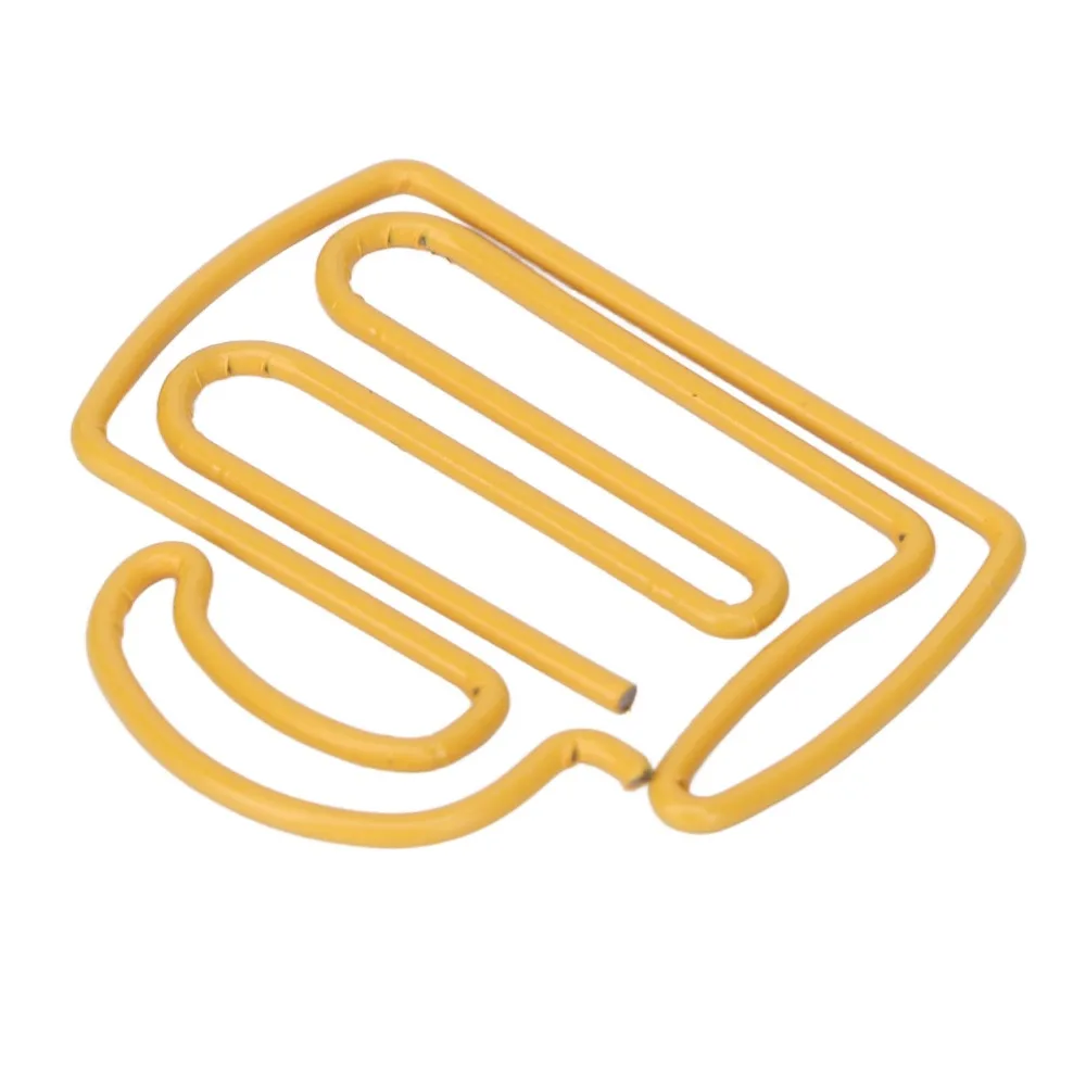 100Pcs 노란색 귀여운 종이 클립 플라스틱 코팅 금속 27*24mm 종이 클립 경량 소형 사무실 클립 사무용품