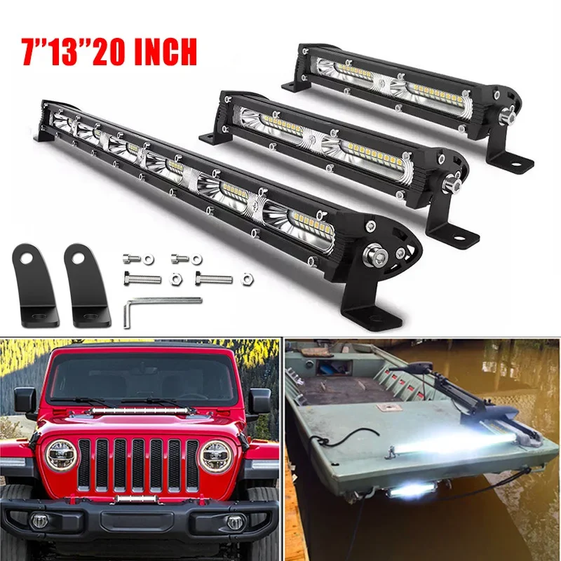 Barra de luz Led de 7 ", 13", 20 ", haz de luz de inundación, DRL, luz de trabajo todoterreno para coches, luces antiniebla, Jeep Niva Lada, camión 4x4, 12V, 24V