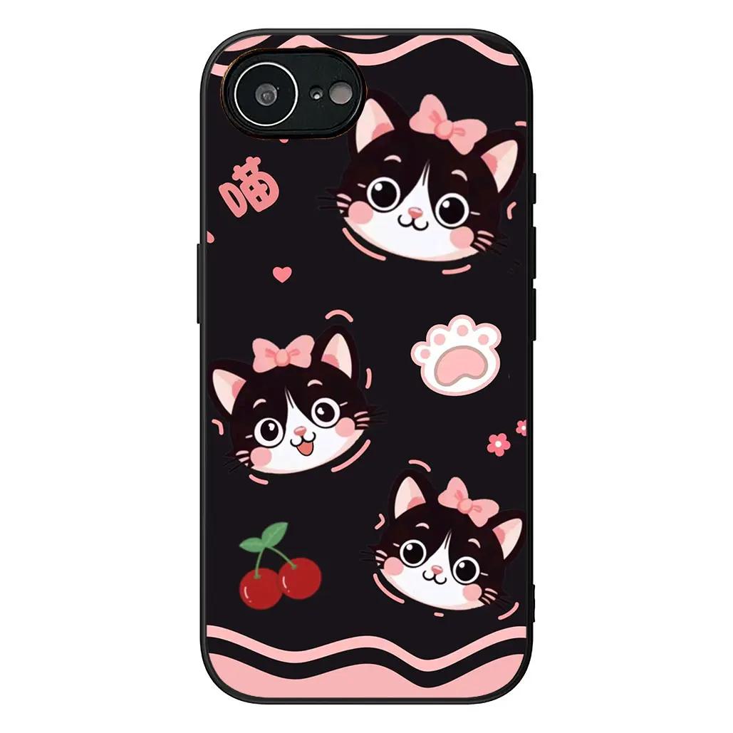 Anime Black Meow Kitten Cat Soft Phone Case