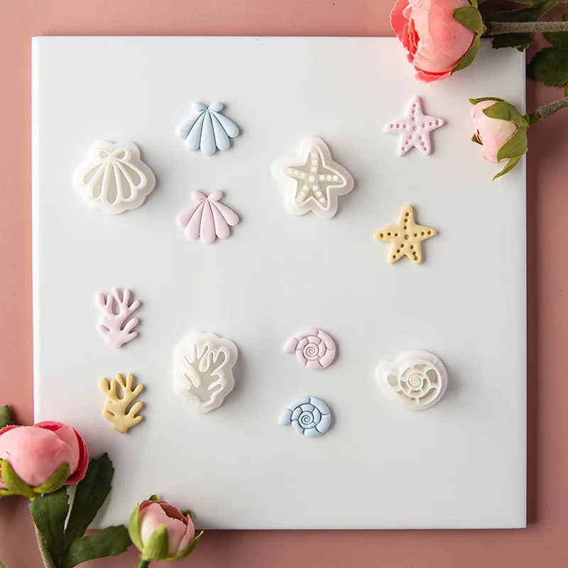 Polymer Clay Cutter Ocean Series Earring Cutters Cartoon Underwater World Clay Modeling DIY Earrings Pendant Jewelry Cutting Die Hand Tools