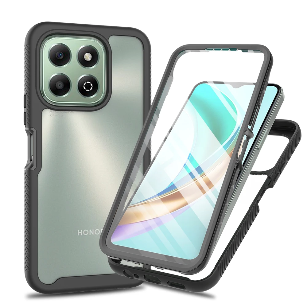 Transparent Shockproof Armor Phone Case Cover with Full Coverage PET Screen Protector