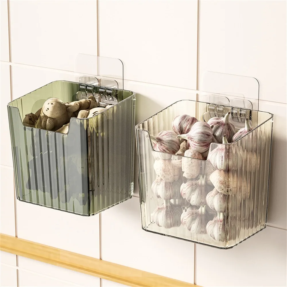 

Fresh-Keeping Ginger Garlic Refrigerator Side Door Punch Free Wall Mounted Storage Box Spoon Holder Sorage Bin Storage Basket