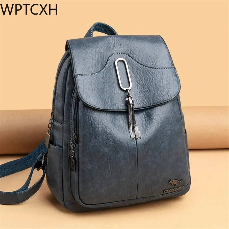 

Women Backpacks Soft Leather Ladies Bagpack High Capacity Female Back Pack Casual Travel Machial Feminina Grils Shoulders Bag