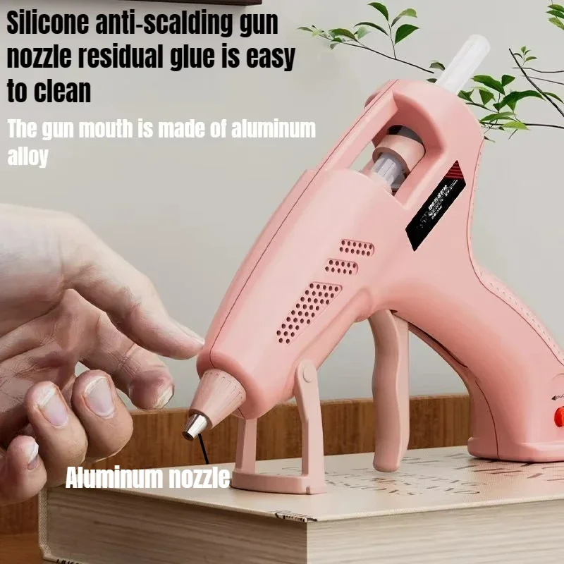 Hot Melt Glue Gun Hot Glue Gun Cordless Glue Gun Mini Pink Rechargeable Hot Silicone Gun 7mm Portable Cordless Glue Gun 3.7V 60 Min Use Type-C Charging Kids DIY Crafts Tools