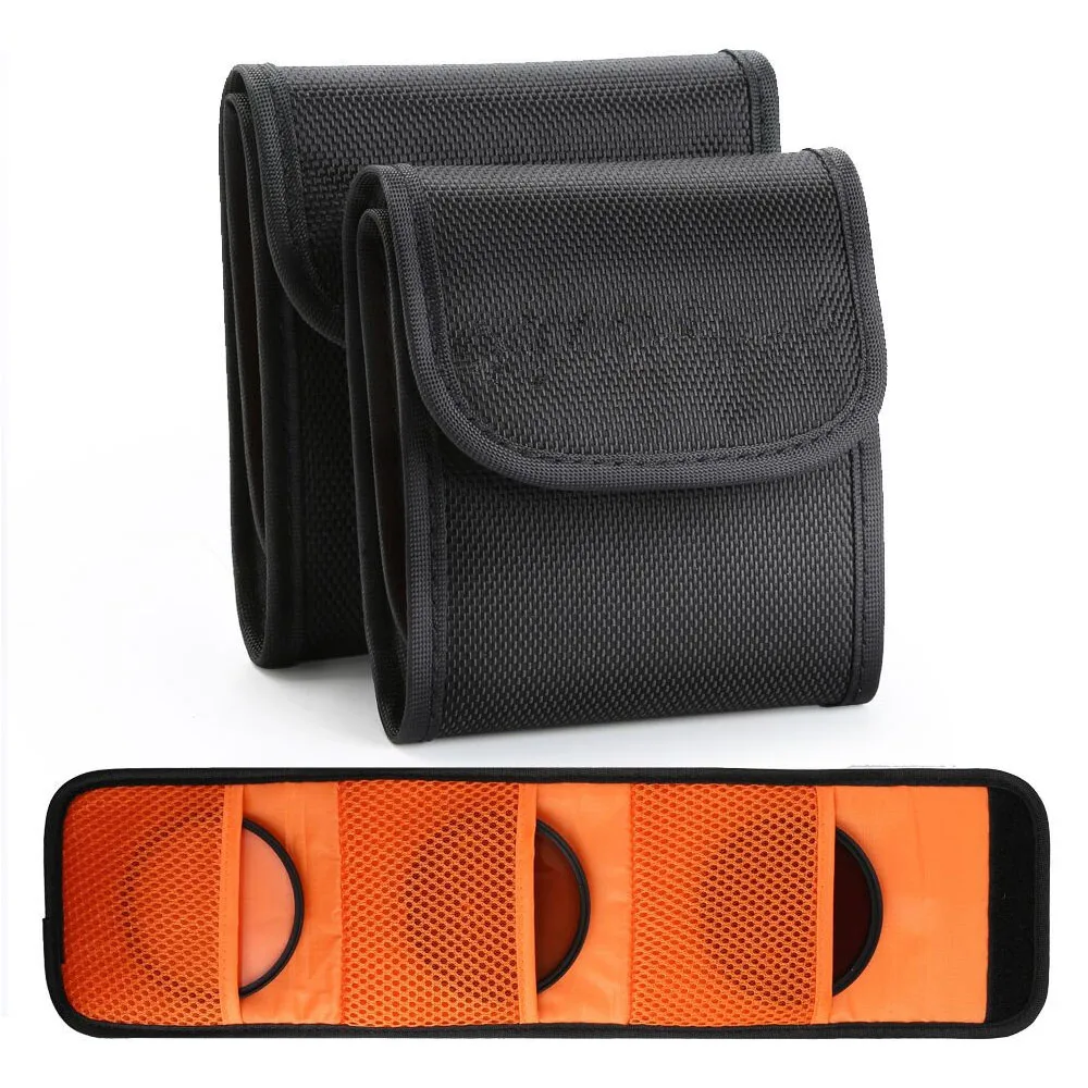 Camera lens Filter Bag Pouch Holder Case 3 Pockets for 49mm-77mm ND UV CPL Camera lens
