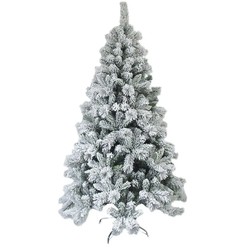 Gran árbol de Navidad de PVC blanco con nieve encriptado de lujo con soporte para el hogar, centro comercial al aire libre, sala de estar, fiesta, decoración navideña