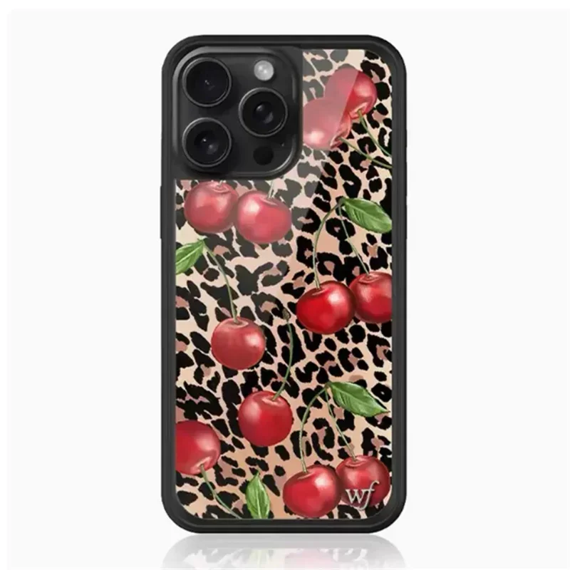 Stylish Wildflower Cartoon Swans & Cute Puppy Phone Case with Deer Cherry Design