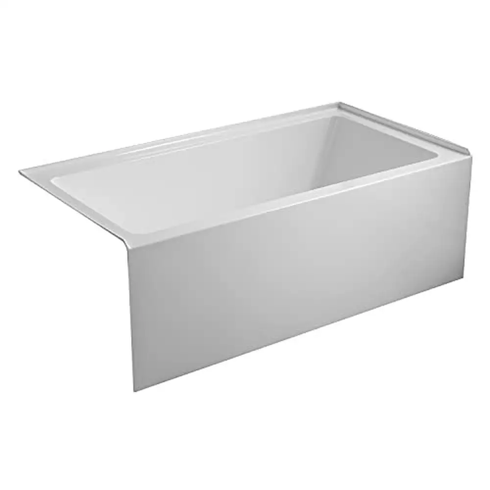 60-Inch Alcove Tub with Left Hand Drain Hole Anti-Skid Acrylic Construction Spa Bath Relaxation Ergonomic Design Wall Mount 4