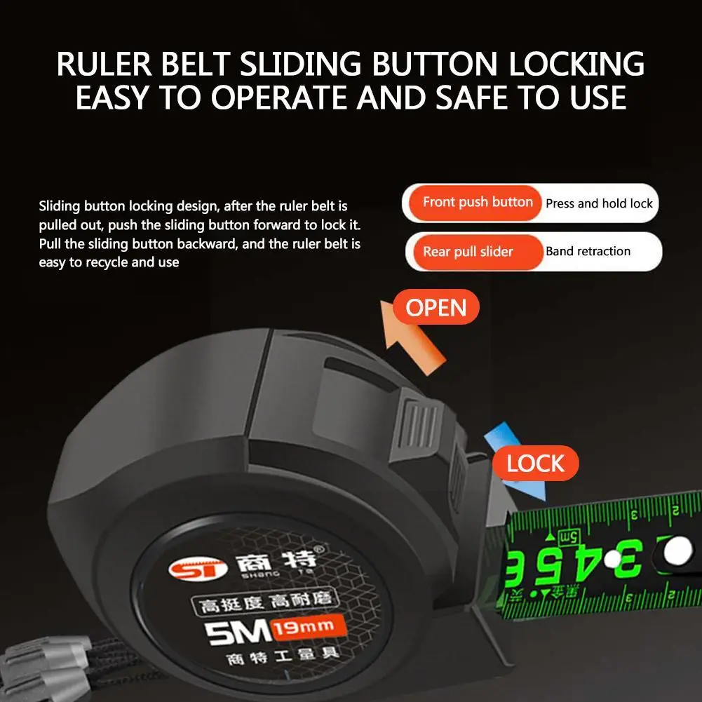Self Fluorescent Steel Tape Measure hard-wearing Resistant Measuring Fall And Drop-resista U6F0