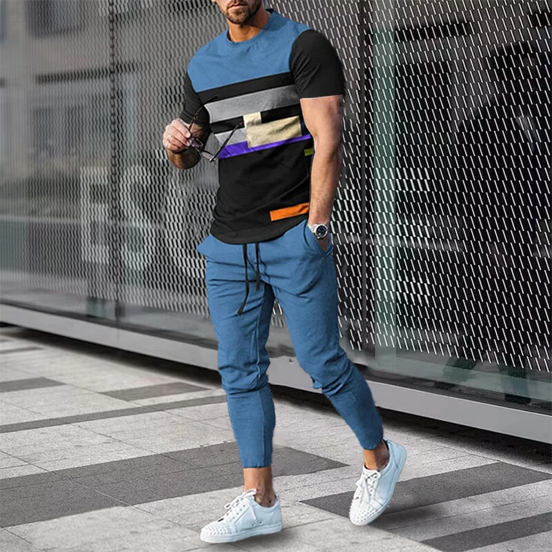 New Arrival Men's Trousers Tracksuit 2 Piece Set 3D Printed Summer Jogger Suit Short Sleeve T Shirt+Long Pants Street Clothes new arrival men s trousers tracksuit 2 piece set 3d printed summer jogger suit short sleeve t shirt long pants street clothes