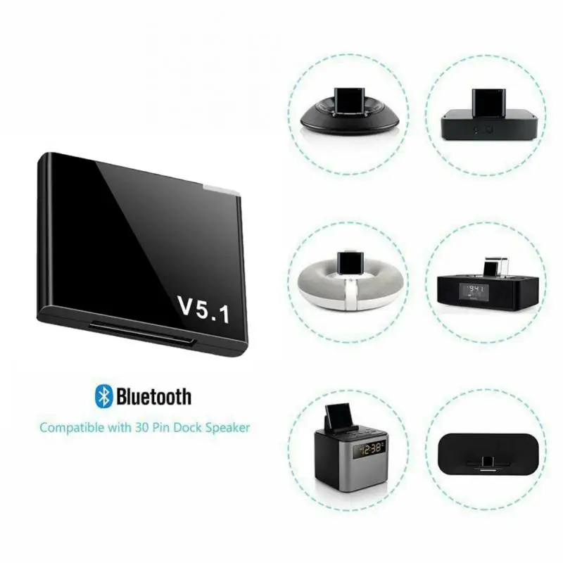 

Upgrade I-WAVE 30 Pin Bluetooth 5.1 Audio Receiver A2DP Music Mini Wireless Adapter For IPhone IPod 30Pin Jack Analog Speaker
