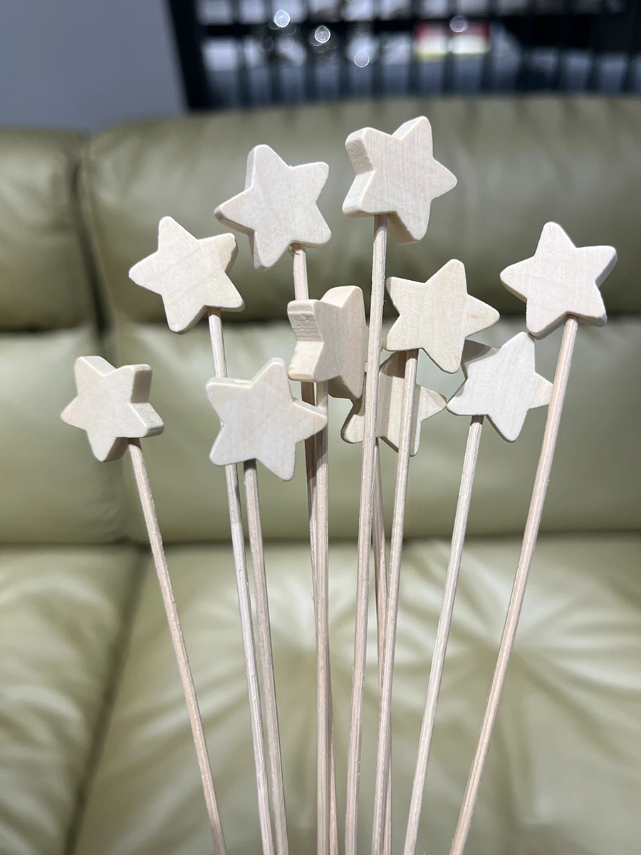 Description Picture 2 of item10pcs Wood Star Shape Aroma Diffuser Natural Rattan Sticks Reed Diffuser Sticks for Home Fragrance Air Freshener Reed Sticks
