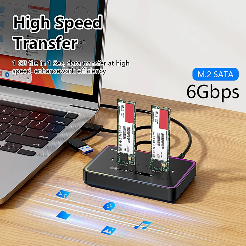 Blueendless M 2 Two Bay SSD Docking Station sata Duplicator Dual bay SSD m.2 case SATA 6 Gbps Type C USb 3.1 Hard Disk