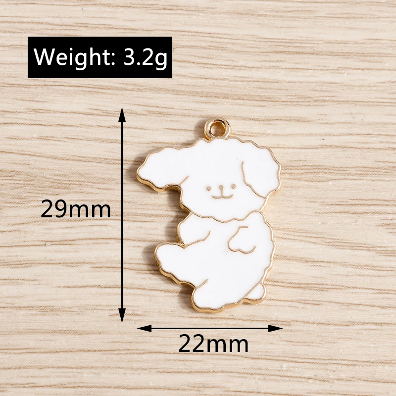 Tusember 10 Stück Cartoon Niedlicher Welpe Hund Charms Emaille Tier Charms Anhänger für Halsketten Ohrringe DIY Armband Schmuck Zubehör – Detail 15