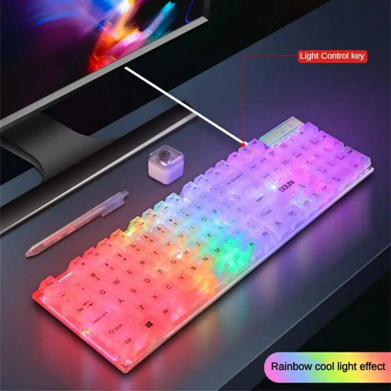 

Модная клавиатура с подсветкой, цветная стандартная клавиатура, механическая сенсорная клавиатура, подходящая цвету офисная светящаяся компьютерная клавиатура