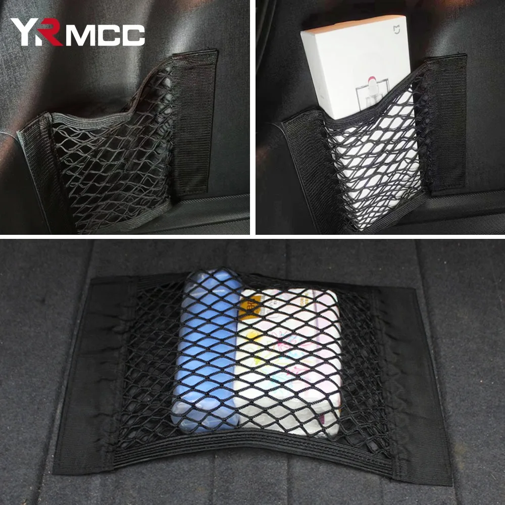 Car Storage Bag Car Back Rear Trunk Bag Organizer Mesh Net Auto Seat Back Storage Pocket Universal Car Stowing Tidying Elastic String Net
