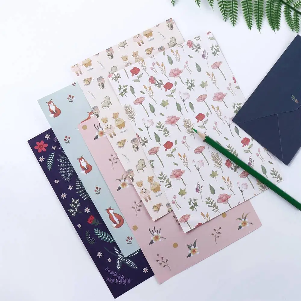 Supplies Lovely Beautiful Flower Different Style Gift Envelope Letter Pad Stationery Paper Envelope Writing Paper Letter Paper 6pcs a5 letter writing paper and 3pcs letter paper envelope set lovely flower writing stationery envelopes kit school stationery