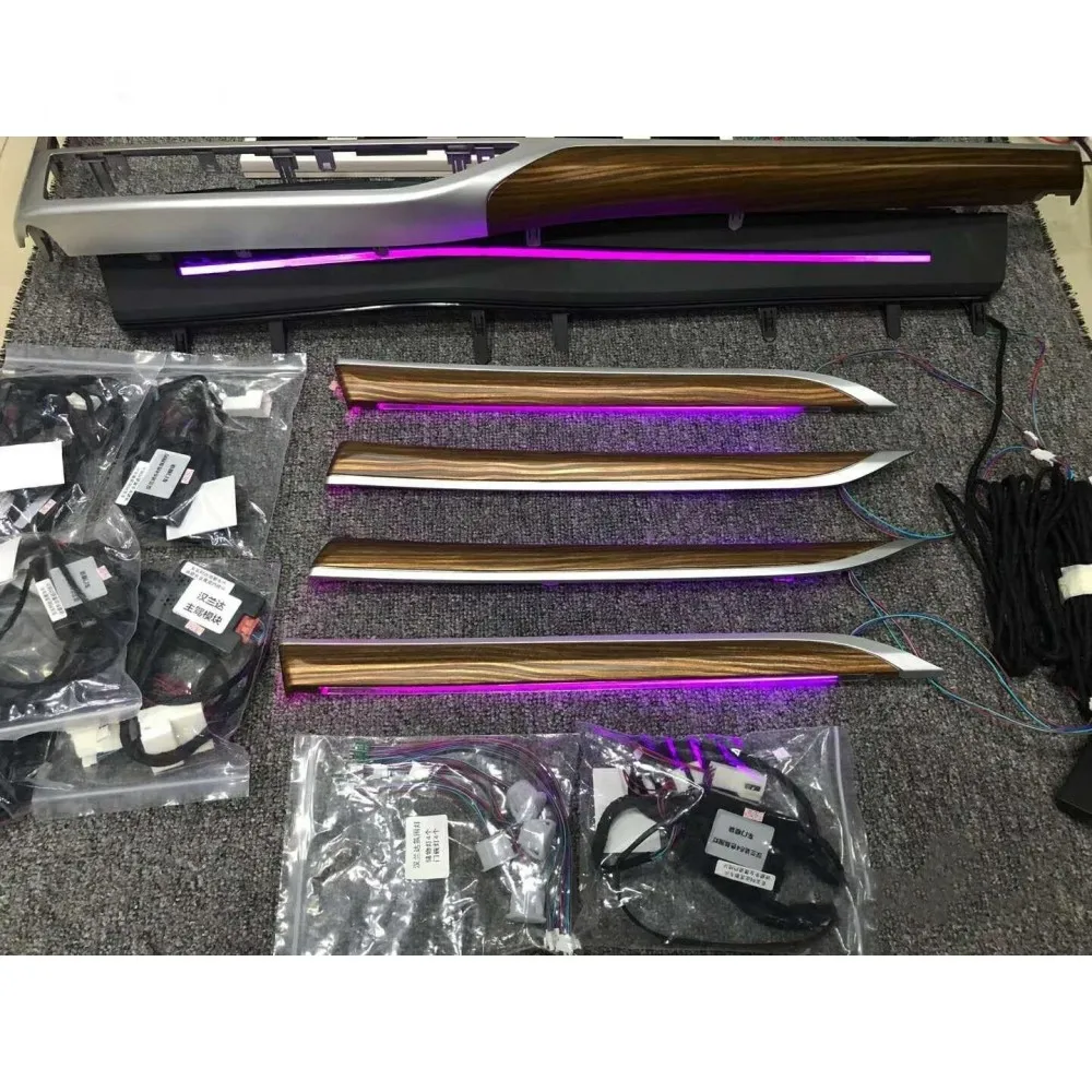 자동 LED 64 컬러 자동차 분위기 조명, 도요타 하이랜더 센터 컨트롤 라이트 스트립, 문짝 인테리어 조명 업그레이드