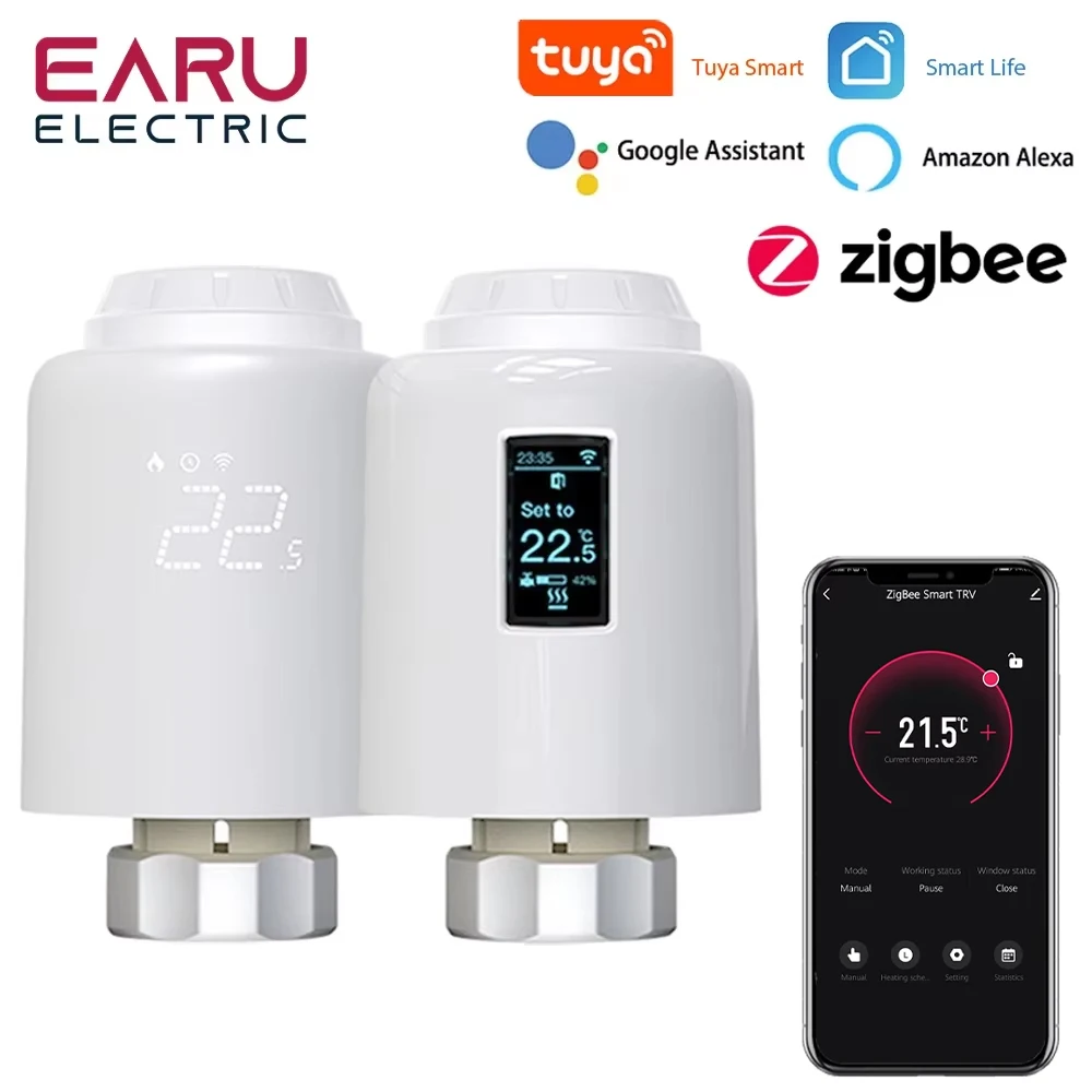 Tuya Smart ZigBee Thermostat Radiator TRV Programmable Thermostatic Actuator Heating Remote Temperature Controller Alexa Google smart thermostat thermostatic valve controller temperature controller