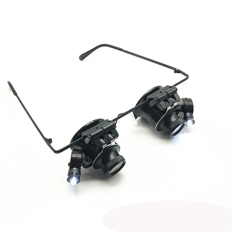 20X Magnifier Aluminum Alloy Watchmaker Magnifying Glass Jewelry Watch Repair Magnifying Glass LED Light Source