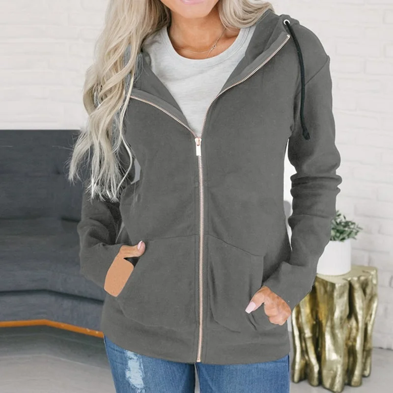 Autumn and Winter Warm Jacket Hooded Coat 2022 New Ladies Zipper Pocket Sweatshirt Casual Hoodie Jacket Oversized Sweatshirt
