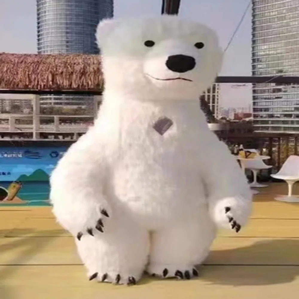 Disfraz Inflable De Oso Polar Talla Única 150-190cm, Incluye