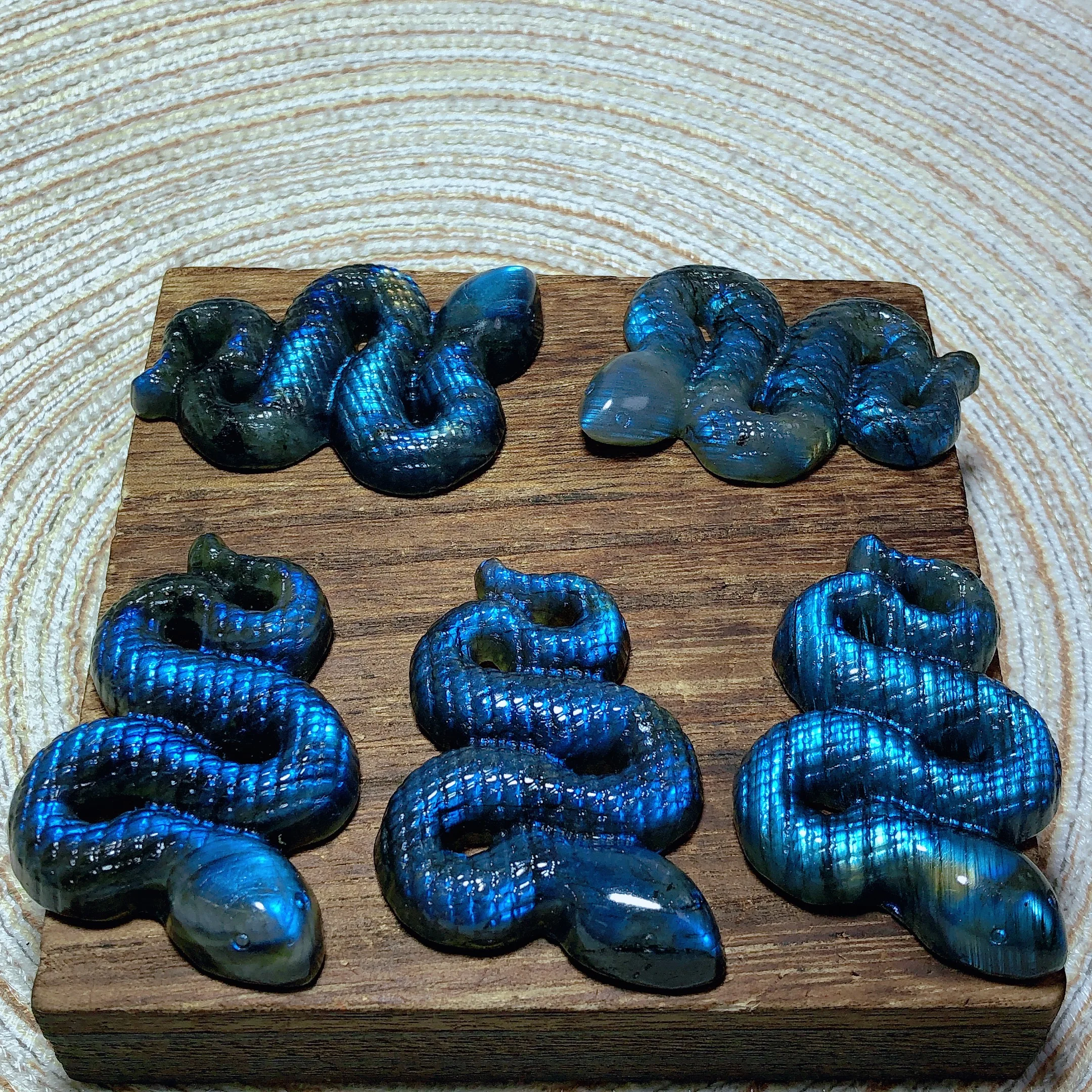 High Quality Natural Healing Labradorite Snake Carved