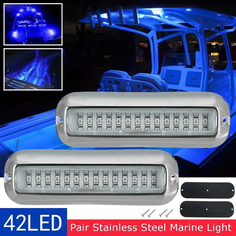 

2PCS 42 LED Underwater Fishing Light 12V Boat Transom Night Light Water Landscape Lighting For Marine Boat Accessories