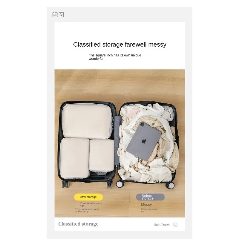 Travel Clothes Storage Bag Compression Packing Cubes Toiletries Cosmetics Box Clothing Shoes Luggage Pouch Digital Voyage Set