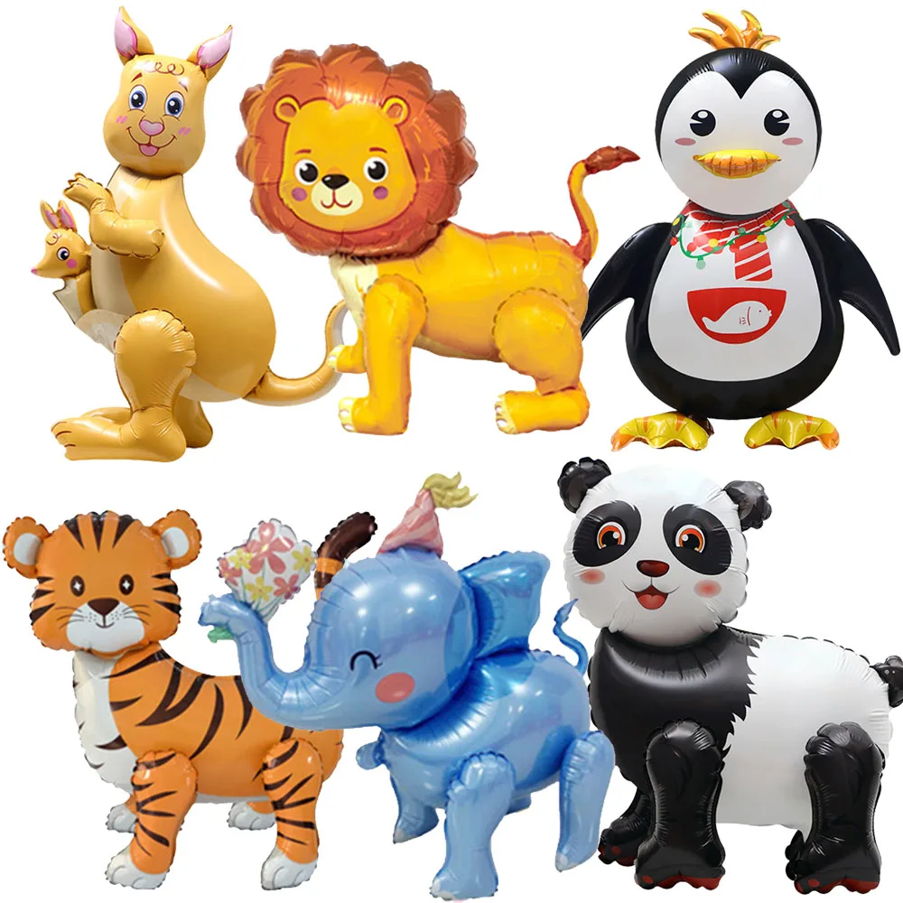 Walking Gonfiabile Panda Penguin Balloons Lion Kangaroo Tiger Safari Animal Balloon For Boy Kids Safari Jungle Baby Shower