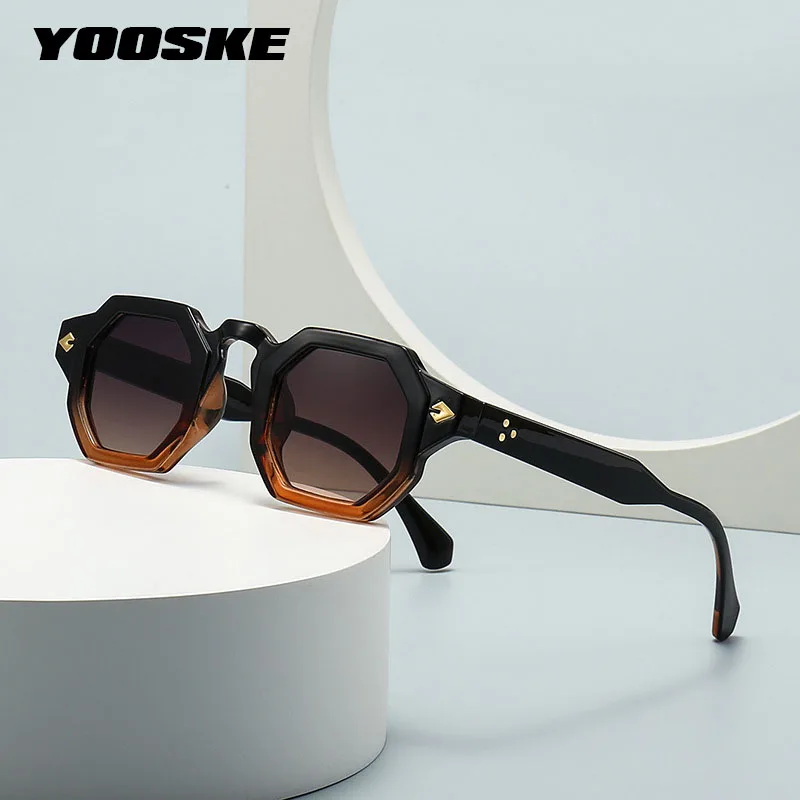 

Polygon Square Punk Sunglasses Women Men Retro Rivets Sunglasses Gradient Shades UV400 Brand Designer Sun Glasses
