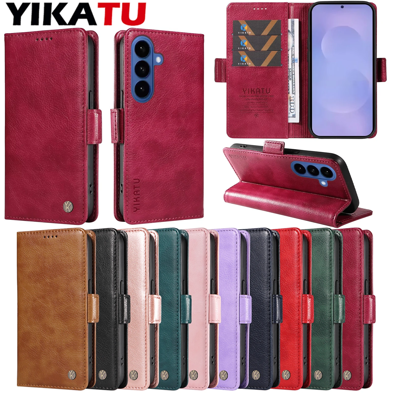 삼성 갤럭시 A9 2018 A8 A7 A6 플러스 A5 2017 A3 2016 A14 A13 라이트 A12 A10S A10 A17 A16 A15용 패션 가죽 지갑 케이스