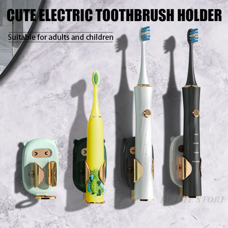 Cute Electric Toothbrush Holder For kids Adult adaptive Wall Mounted Toothbrush Drain Rack Bathroom Organizer