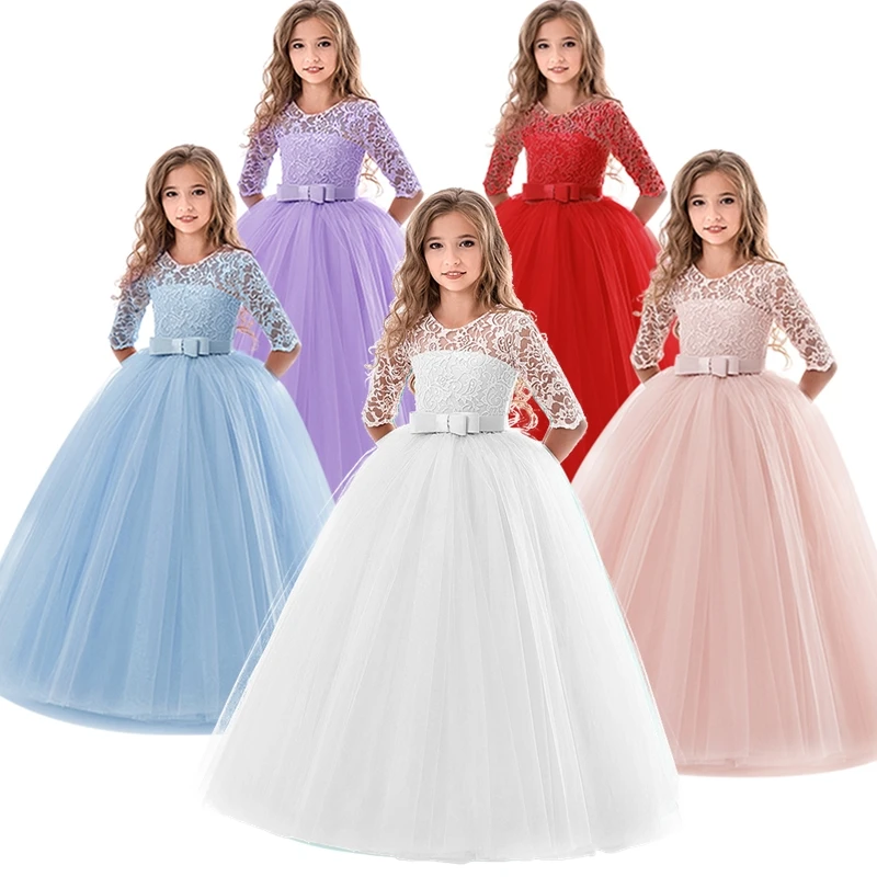 Girls Dress Kids Clothes Teen Girl Evening Party Long Dress 5-14Y