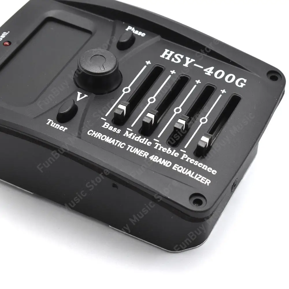 HSY-400G Guitar Pickup Acoustic Guitar Pickup 4 Bands EQ Equalizer Preamp Piezo with LCD Tuner