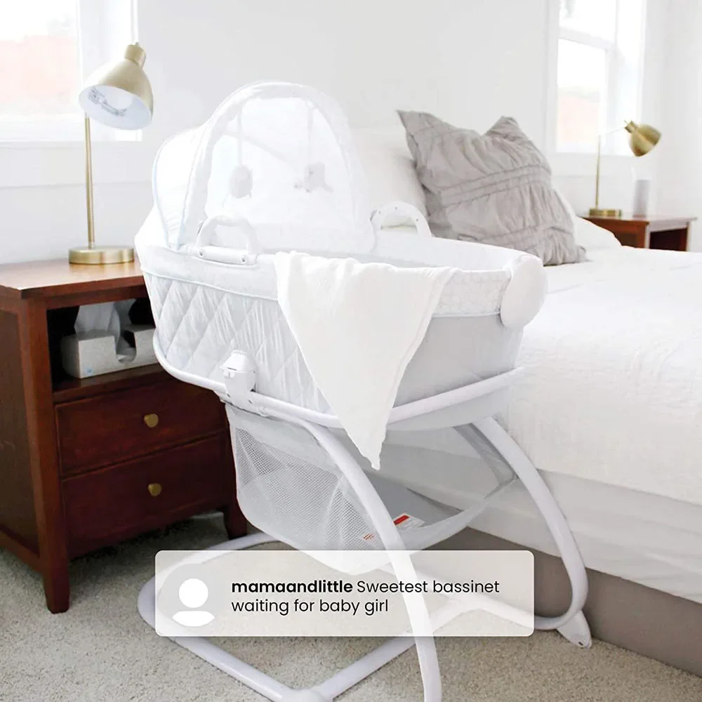 Deluxe 2-in-1 Bedside Bassinet Portable Crib, Windmill