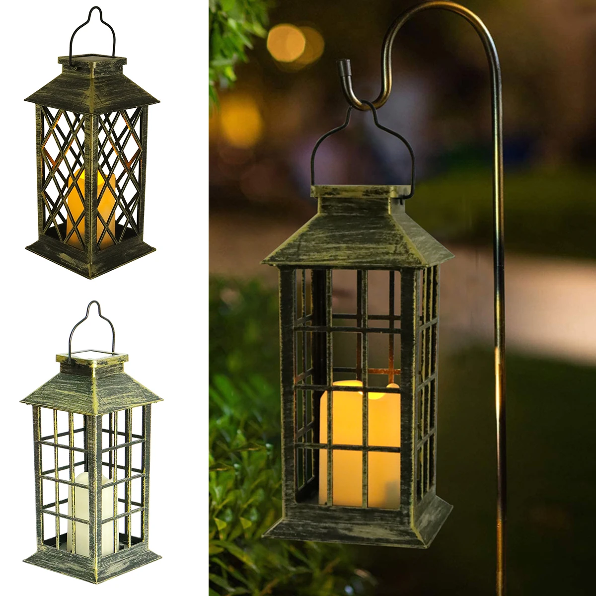 

Solar Candle Lamp Waterproof Solar Hanging Garden Palace Lantern Outdoor Yard Landscape LED Flickering Flameless Candle Light