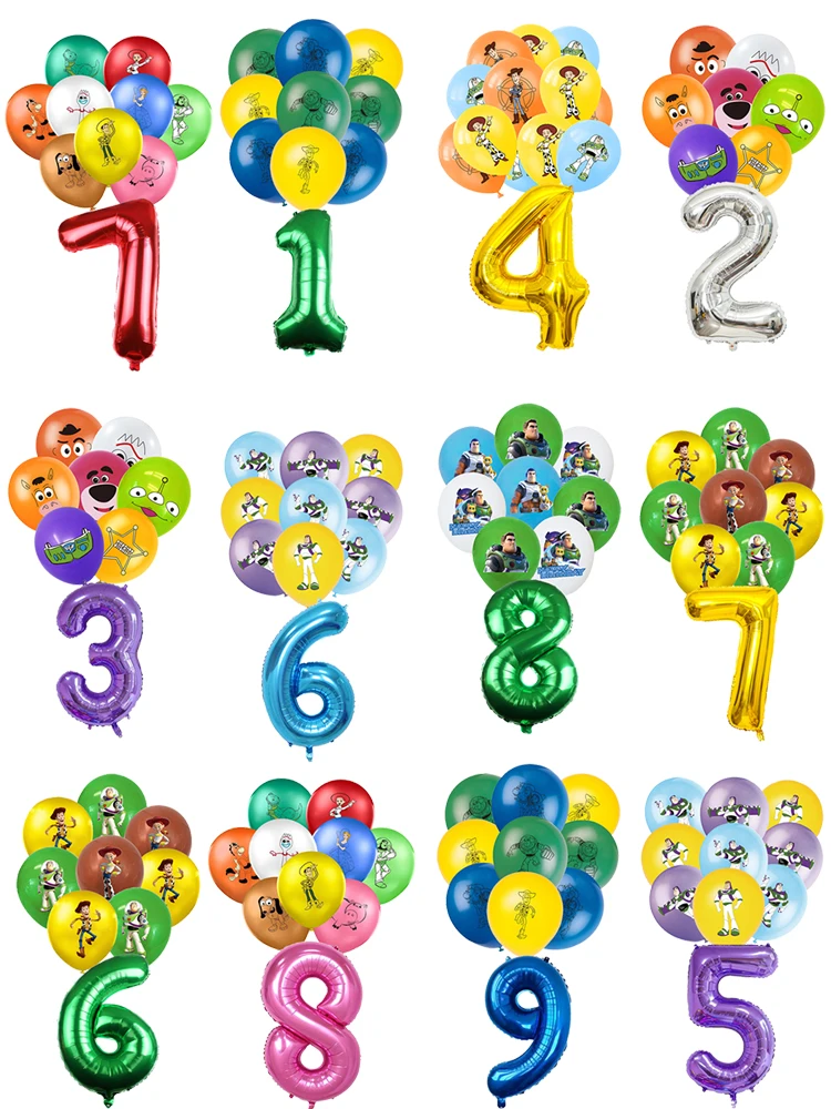 

NEW Disney Toy Story Woody Buzz Lightyear Theme Birthday Party Decoration Latex Digital Balloon Baby Shower Girl Boy Kid Gift