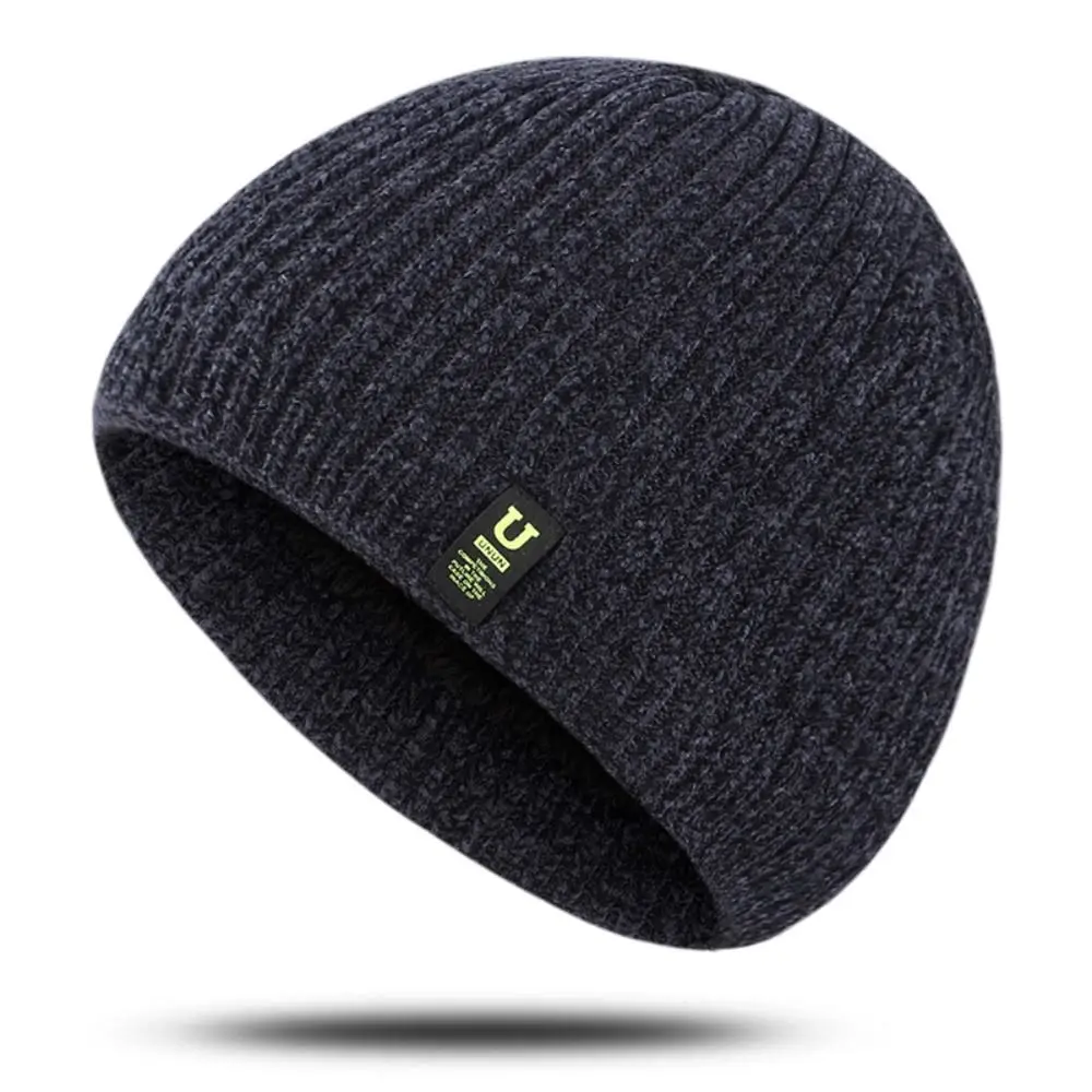 

Soft Men's Winter Knit Hats New Comfortable Outdoor Riding Beanies Cap Stretch Cuff Keep Warm Knitted Cap