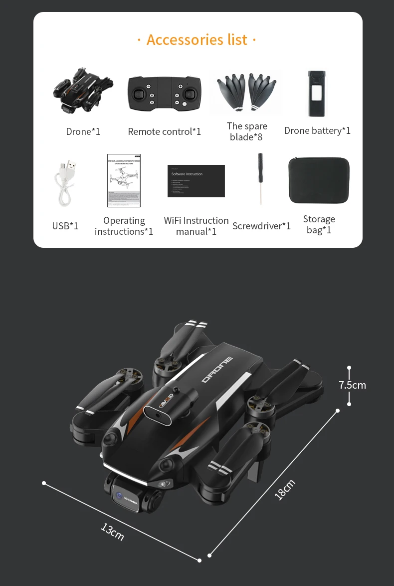 JJRC X25 Drone, Accessories list Drone*1 Remote control*1 The spare Drone battery*1 blade*