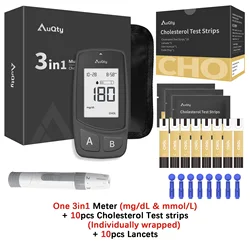 3 - in - 1 Multifunction Health Monitoring Kit for Cholesterol, Uric Acid, and Blood Glucose (Meter And Cho Strip)