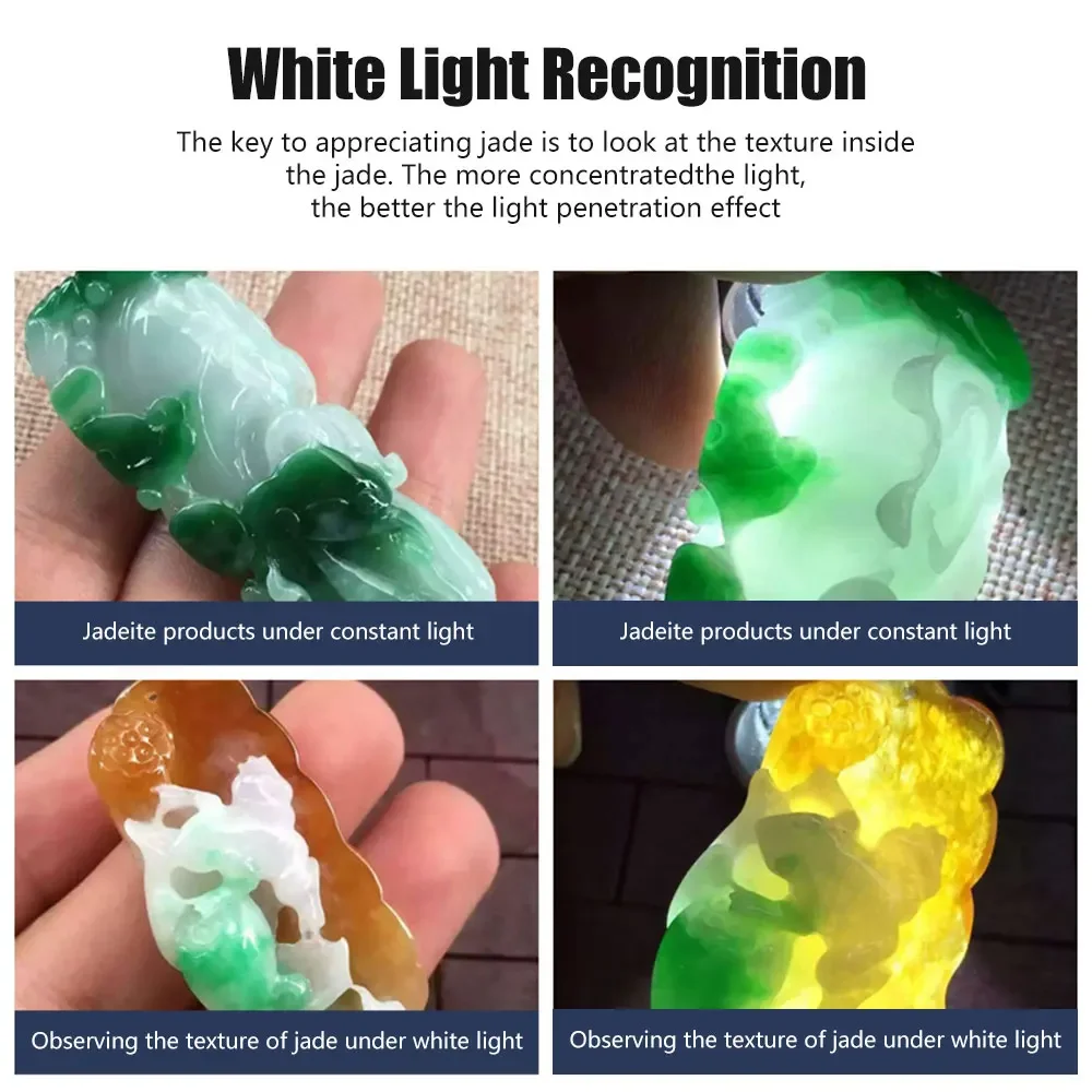 Professional Jade Identification Torch White/Yellow/Red/Blue/365nm/395nm UV Flashlight Ultraviolet Gems Jewelry Amber Detector