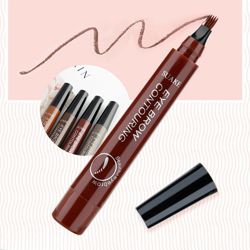 

4 Points Eyebrow Pen 5 Colors Liquid Brow Pencil Dark Brown Microblading Eyebrow Pencil Waterproof Eyebrow Tattoo Pen Cosmetic M