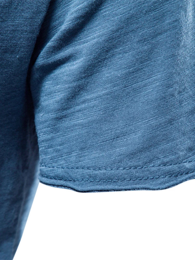 Summer New Men's Pure Color Bamboo Rayon V-Ne ort Sve T-irt Pure Cotton Upper Body Cross-Border Faion Top