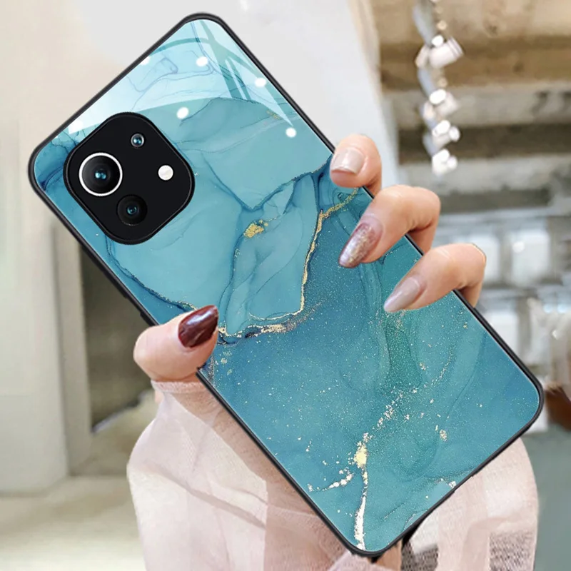 Creative marble suitable for Xiaomi 14 Pro phone case glass Xiaomi 13 internet celebrity protective case