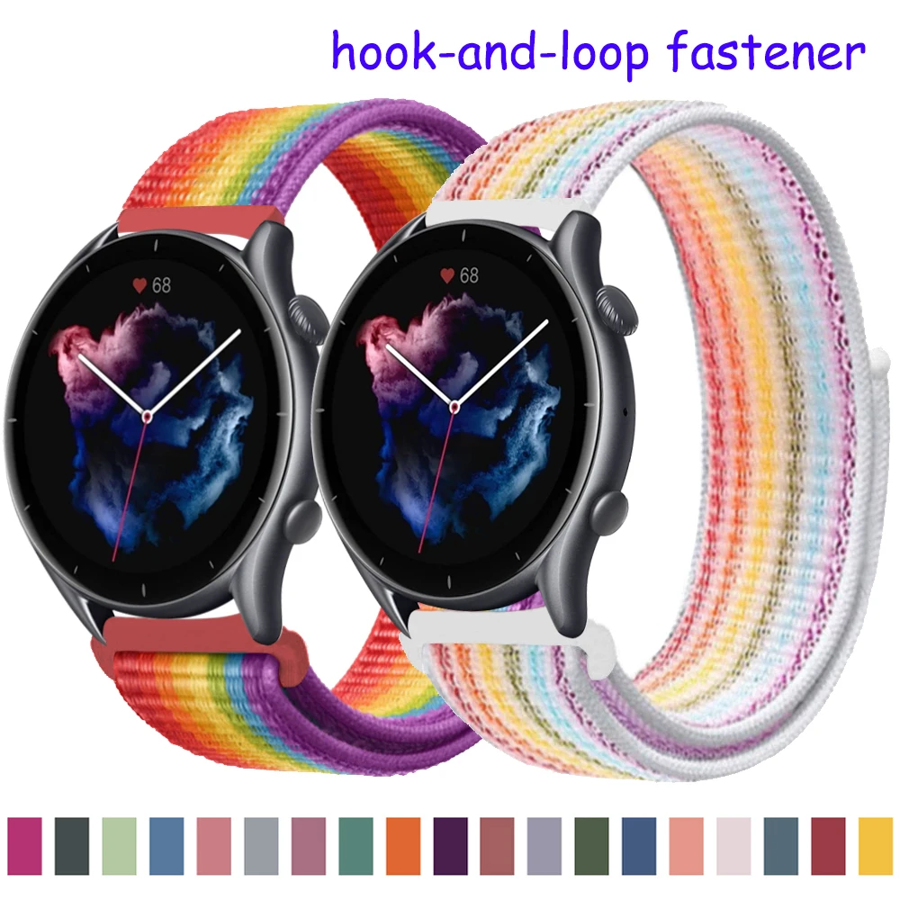 20Mm 22Mm Pasek Dla Amazfit Gtr 47Mm/Gts/2/Gts2 Mini/2E/Gtr 42Mm/Stratos/2/3 Nylonowa Pętla Nadgarstek Bransoletka Amazfit Bip Pasek