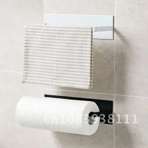 

Self-Adhesive Paper Towel Holder Wall Mounted No Perforated Kitchen Toilet Roll Holder Bathroom Towel Hanging Homehold Organizer