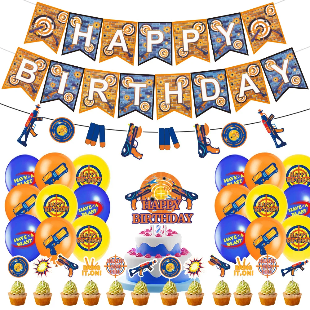 

Darts birthday theme set baby birthday party decoration mobile game game background pull flag banner flag flag latex balloon