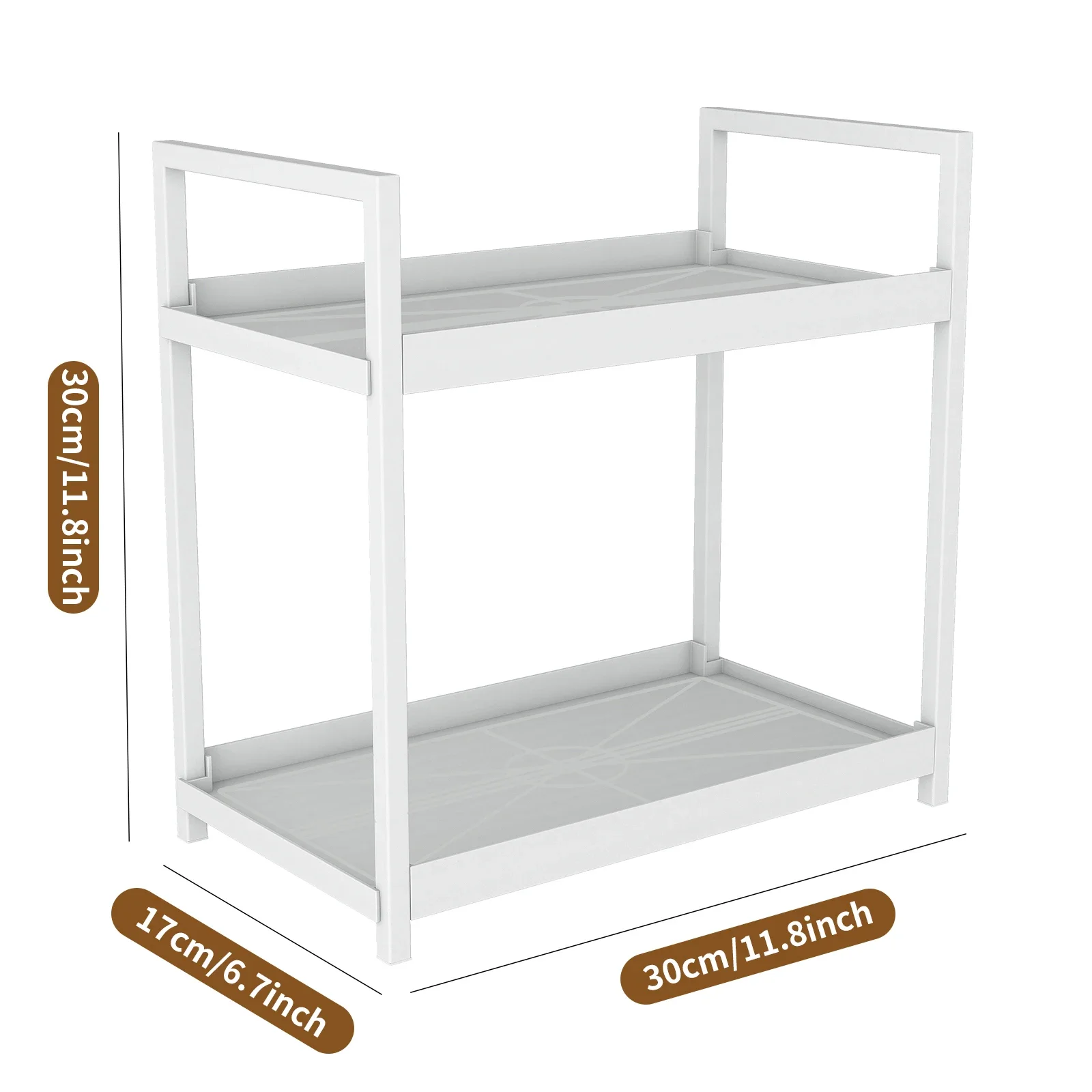 2 tier Multifunctional Countertop Storage Rack,Bathroom cosmetic Storage,Kitchen spice holder,Large-Capacity,Black and white 5
